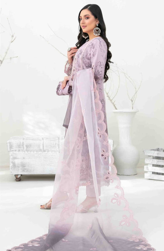 Yasna by Tawakkal Fabrics Embroidered Organza Unstitched 4 Piece - D 4028 - TF25Y - Purple - Festive Collection