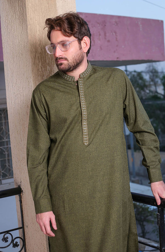 Real Image Mens Shalwar Kameez Collection 2024 - D - 508 Green