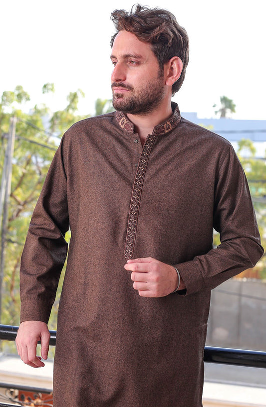 Real Image Mens Shalwar Kameez Collection 2024 - D - 512 BrownD - 512 Brown