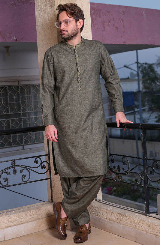 Real Image Mens Shalwar Kameez Collection 2024 - D - 512 Dark Green