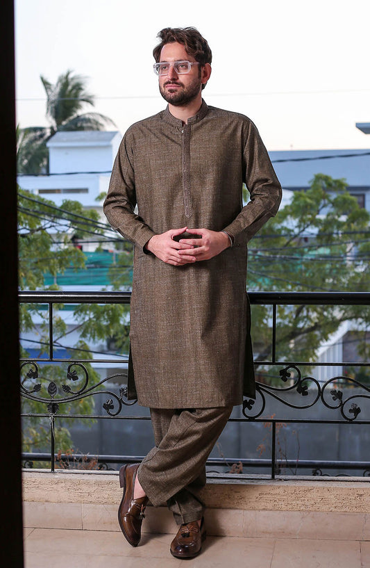 Real Image Mens Shalwar Kameez Collection 2024 - D - 513 Brown