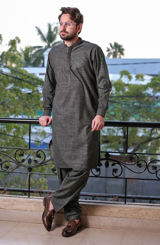 Real Image Mens Shalwar Kameez Collection 2024 - D - 513 Grey