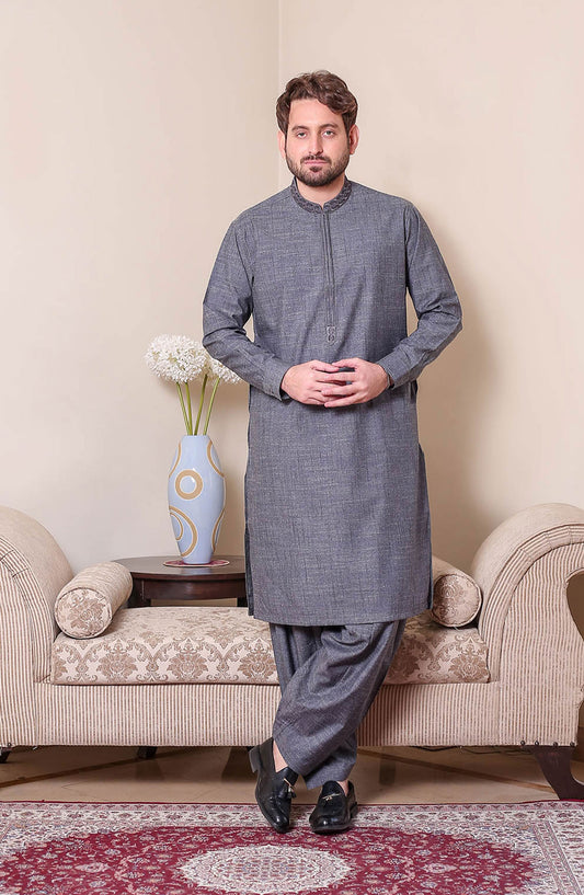 Real Image Mens Shalwar Kameez Collection 2024 - D - 514 Grey