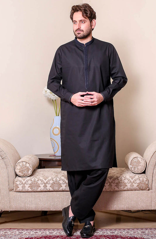 Real Image Mens Shalwar Kameez Collection 2024 - D - 516 Black