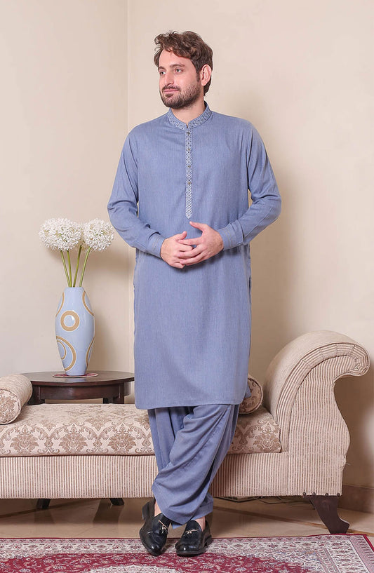 Real Image Mens Shalwar Kameez Collection 2024 - D - 522 Blue