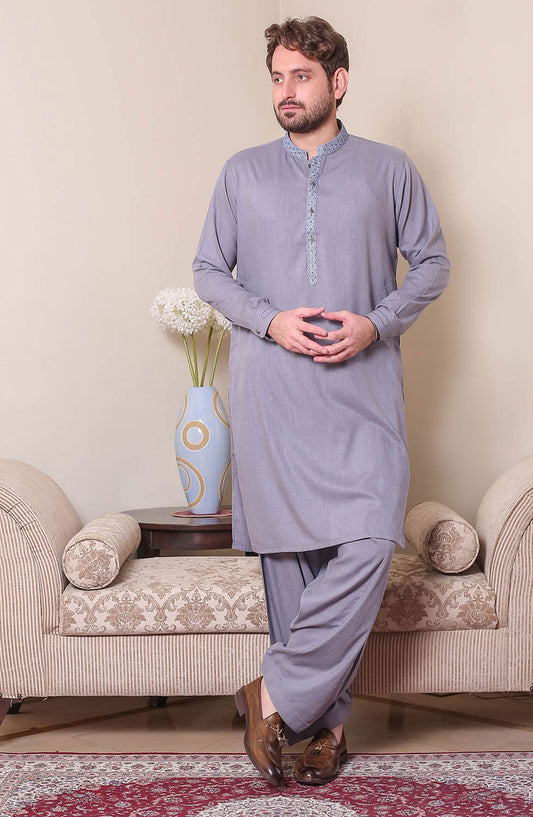 Real Image Mens Shalwar Kameez Collection 2024 - D - 522 Grey