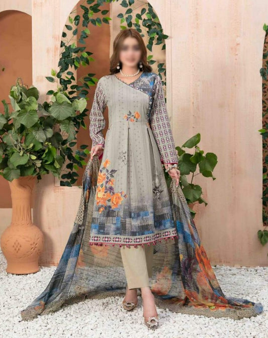 D 7036 MON TRESOR Digital Printed Lawn Shirt - Schiffli Dupatta Collection 2023