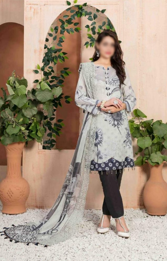D 7044 MON TRESOR Digital Printed Lawn Shirt - Schiffli Dupatta Collection 2023