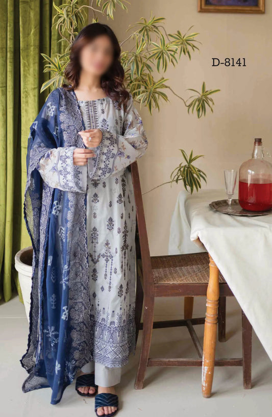 LUXOR Embroidered Luxury Lawn Collection 2024 - D 8141