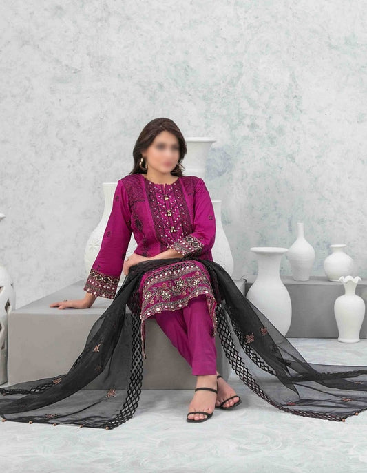 D 9018 ZAREESH Fancy Embroidered Lawn Shirt - Exclusive Fancy Dupatta Collection 2023