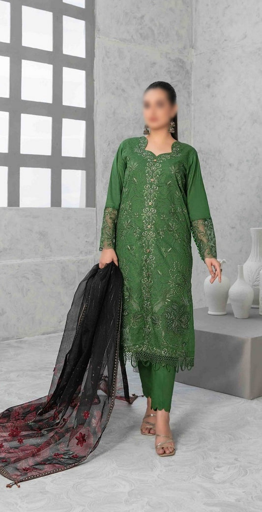 D 9022 ZAREESH Fancy Embroidered Lawn Shirt - Exclusive Fancy Dupatta Collection 2023