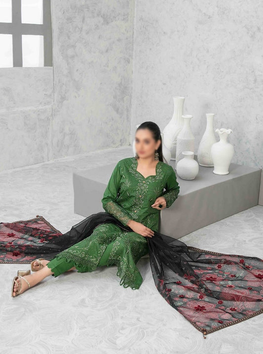 D 9022 ZAREESH Fancy Embroidered Lawn Shirt - Exclusive Fancy Dupatta Collection 2023