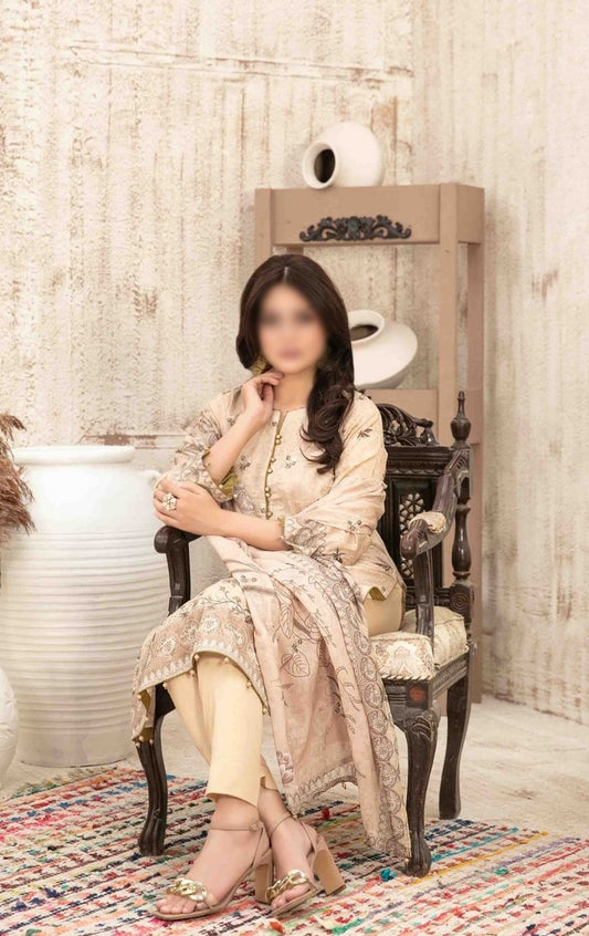 D 9145 Sersha Digital Print & Embroidered Broshia Lawn Collection with Diamond Dupatta