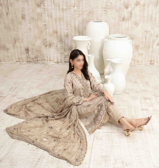 D 9146 Sersha Digital Print & Embroidered Broshia Lawn Collection with Diamond Dupatta