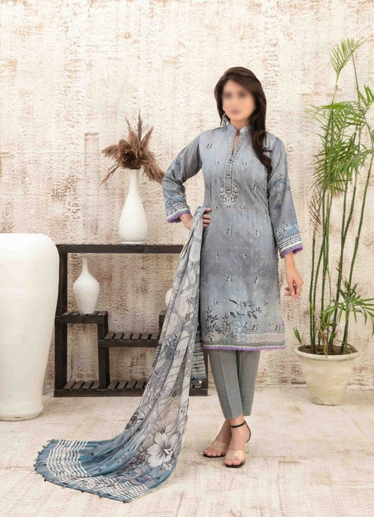 D 9148 Sersha Digital Print & Embroidered Broshia Lawn Collection with Diamond Dupatta