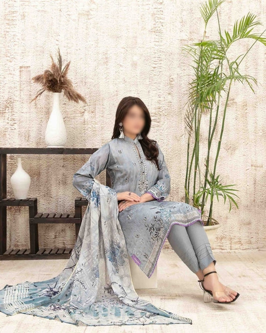 D 9148 Sersha Digital Print & Embroidered Broshia Lawn Collection with Diamond Dupatta