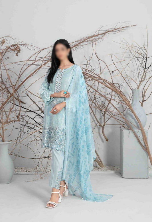 D 9301 ZUHA Embroidered Digital Printed Lawn Shirt - Digital Printed Chiffon Dupatta Collection 2023