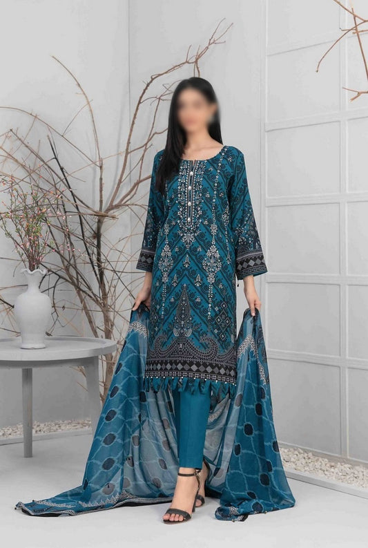 D 9304 ZUHA Embroidered Digital Printed Lawn Shirt - Digital Printed Chiffon Dupatta Collection 2023