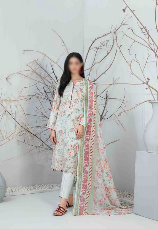 D 9306 ZUHA Embroidered Digital Printed Lawn Shirt - Digital Printed Chiffon Dupatta Collection 2023