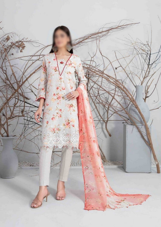 D 9307 ZUHA Embroidered Digital Printed Lawn Shirt - Digital Printed Chiffon Dupatta Collection 2023