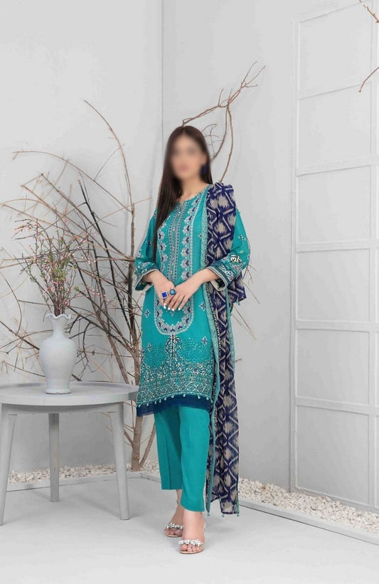 D 9308 ZUHA Embroidered Digital Printed Lawn Shirt - Digital Printed Chiffon Dupatta Collection 2023