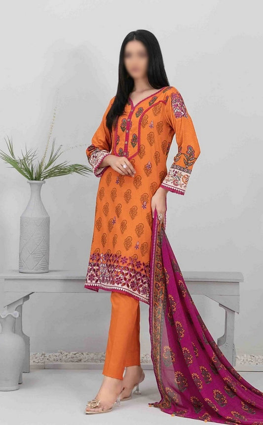 D 9309 ZUHA Embroidered Digital Printed Lawn Shirt - Digital Printed Chiffon Dupatta Collection 2023