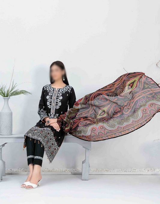 D 9310 ZUHA Embroidered Digital Printed Lawn Shirt - Digital Printed Chiffon Dupatta Collection 2023