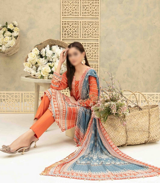 D 9334 ZAYNA  Digital Printed Velvet Rod Lawn Shirt  - Digital Printed Border Tila Dupatta Collection 2023