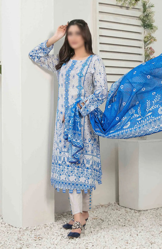Ismeria - Digital Printed Slub Lawn Collection - D 9380