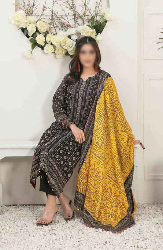 Ismeria - Digital Printed Slub Lawn Collection - D 9383