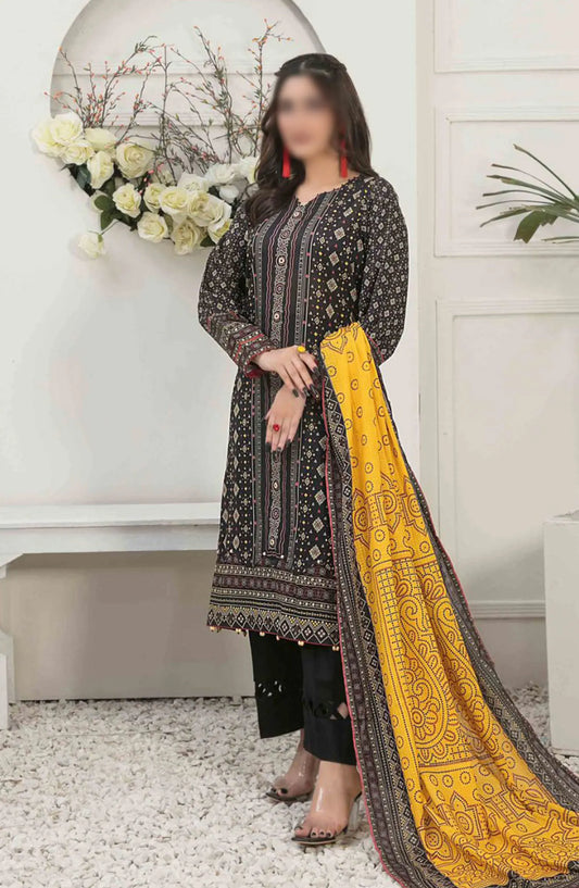 Ismeria - Digital Printed Slub Lawn Collection - D 9383