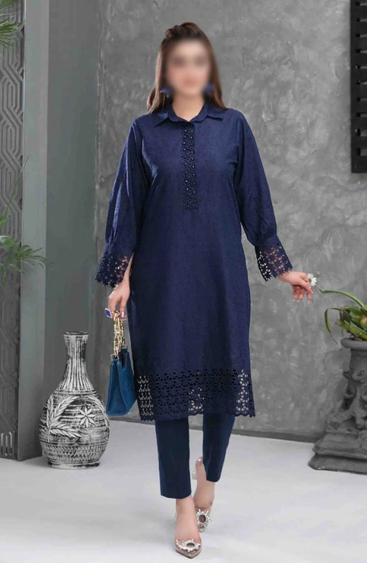 SOLELY SOLIDS VOL II New Schiffli Lawn 2-pcs Collection 2024 - D 9420
