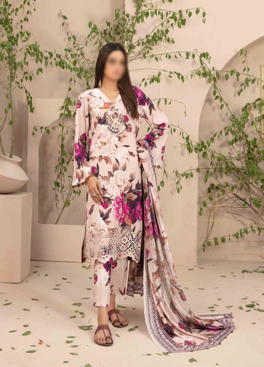 D 9714 - ELEA Schiffli Embroidered Digital Printed