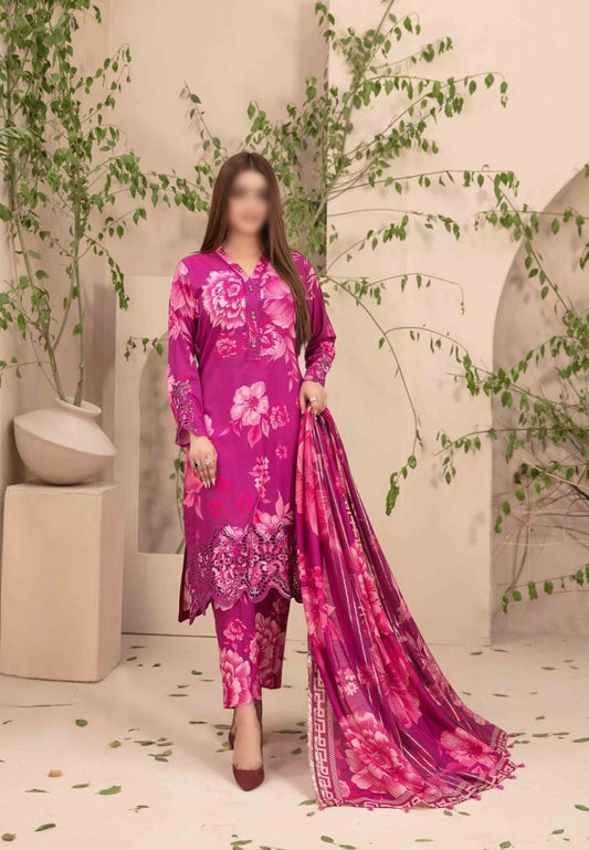 D 9715 - ELEA Schiffli Embroidered Digital Printed