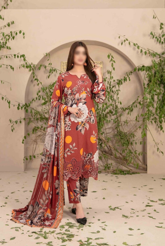 D 9719 - ELEA Schiffli Embroidered Digital Printed