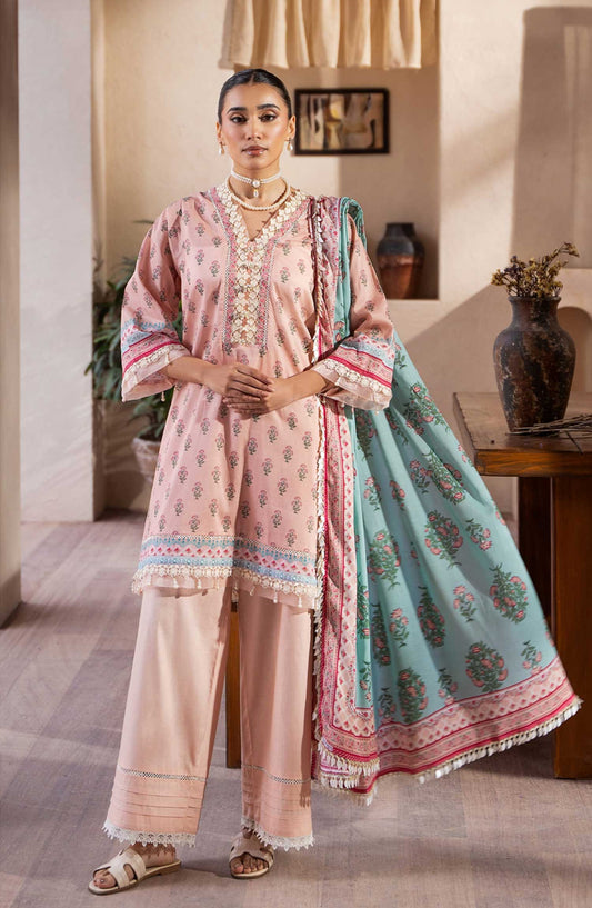 Mausummery Printed Lawn Unstitched 3 Piece - Dahlia - MUS25PL - Light Pink - Summer Collection