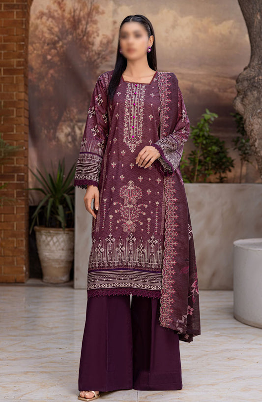Dastak by Al Karim Embroidered Lawn Unstitched 3 Piece Suit - D-03 - ALK25DEL - Purple - Summer Collection