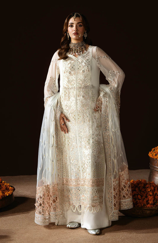 Dastak by Ramsha Embroidered Chiffon Unstitched 3 Piece Suit - Q-204 - R25DFV2 - White - Formal Collection