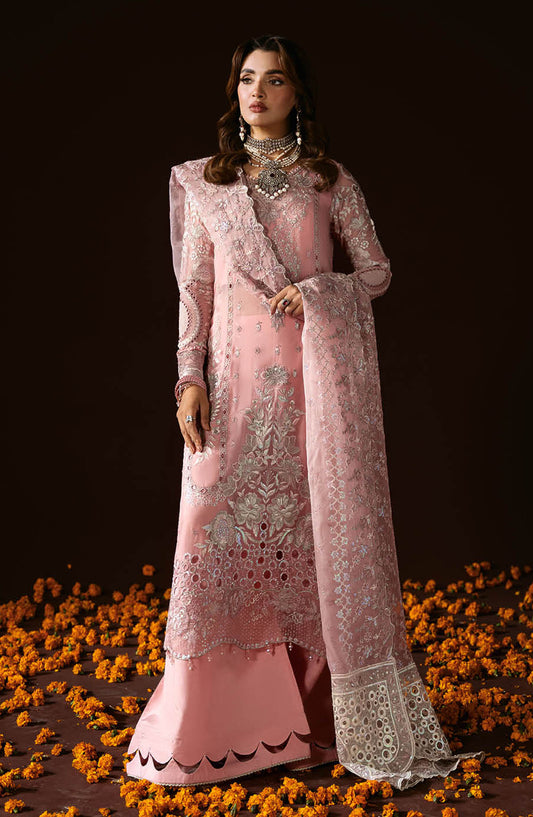 Dastak by Ramsha Embroidered Chiffon Unstitched 3 Piece Suit - Q-202 - R25DFV2 - Pink - Formal Collection