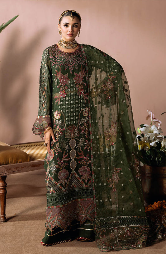 Dastak by Ramsha Embroidered Chiffon Unstitched 3 Piece Suit - Q-201 - R25DFV2 - Green - Formal Collection