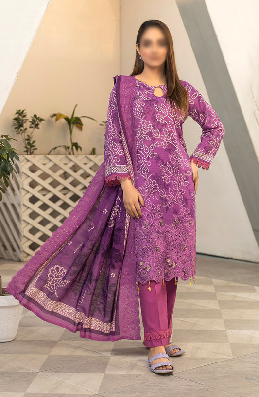 Dastak by Al Karim Embroidered Lawn Unstitched 3 Piece Suit - D-10 - ALK25DV1 - Purple - Summer Collection