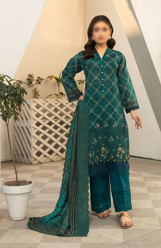 Dastak by Al Karim Embroidered Lawn Unstitched 3 Piece Suit - D-09 - ALK25DV1 - Green - Summer Collection