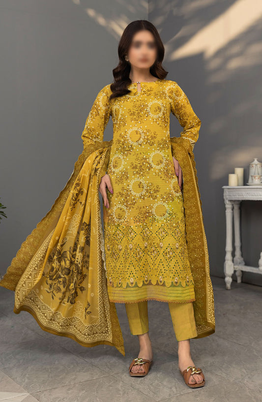 Dastak by Al Karim Embroidered Lawn Unstitched 3 Piece Suit - D-05 - ALK25DV1 - Yellow - Summer Collection
