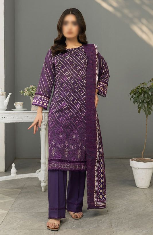 Dastak by Al Karim Embroidered Lawn Unstitched 3 Piece Suit - D-03 - ALK25DV1 - Purple - Summer Collection