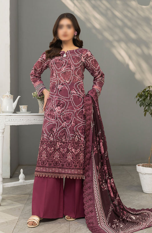Dastak by Al Karim Embroidered Lawn Unstitched 3 Piece Suit - D-01 - ALK25DV1 - Magenta - Summer Collection