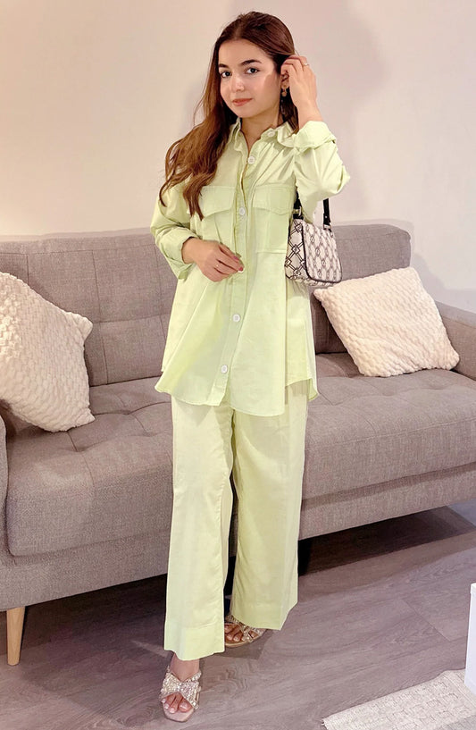 Modest Casual Cotton Stitched 2 Piece Suit - ZAW01-Grn Aarya - MOD25WWC - Green - Casual Collection