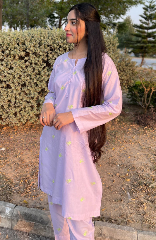 Modest Casual Cotton Stitched 2 Piece Suit - W269-LPur Suhana - MOD25WWC - Purple - Casual Collection