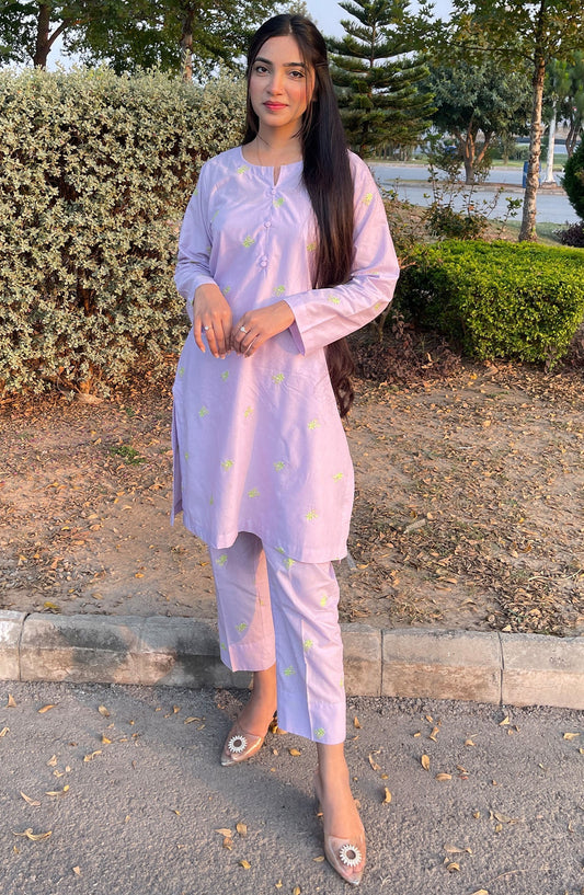 Modest Casual Cotton Stitched 2 Piece Suit - W269-LPur Suhana - MOD25WWC - Purple - Casual Collection