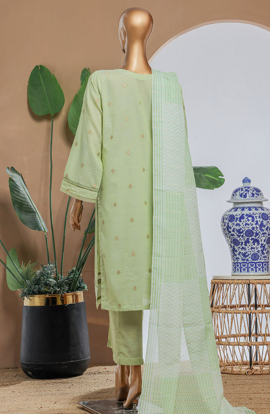 Damask by HZ Textile Printed Lawn Stitched 3 Piece Suit - DBJ-3P-050 Pista Green - HZ25DBJ - Summer Collection