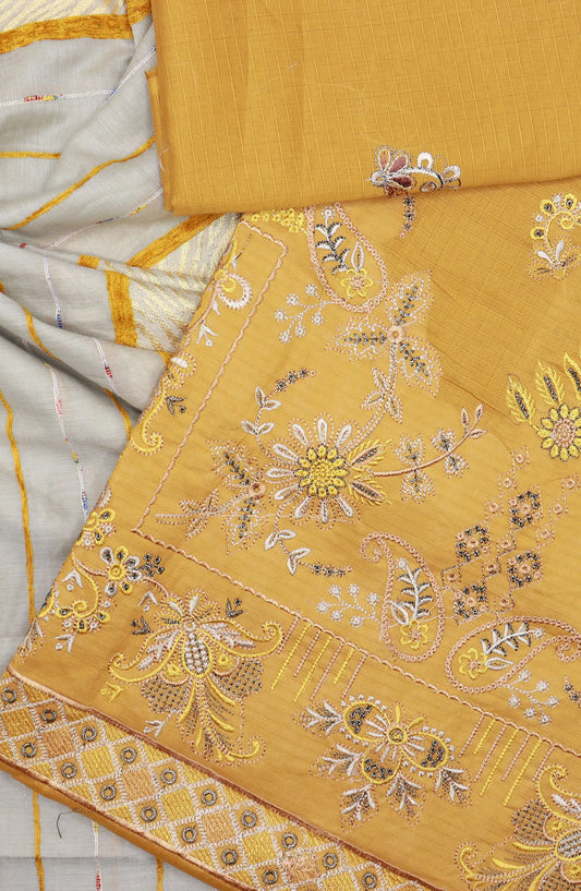 Lavish Unstitched Luxury Embroidered Lawn With Fancy Dupatta Collection 2024 - Design 01